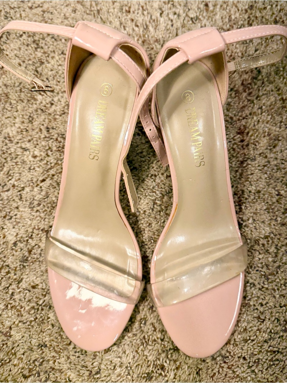 Dream Pairs Light Pink Patent Sandals with Clear Straps